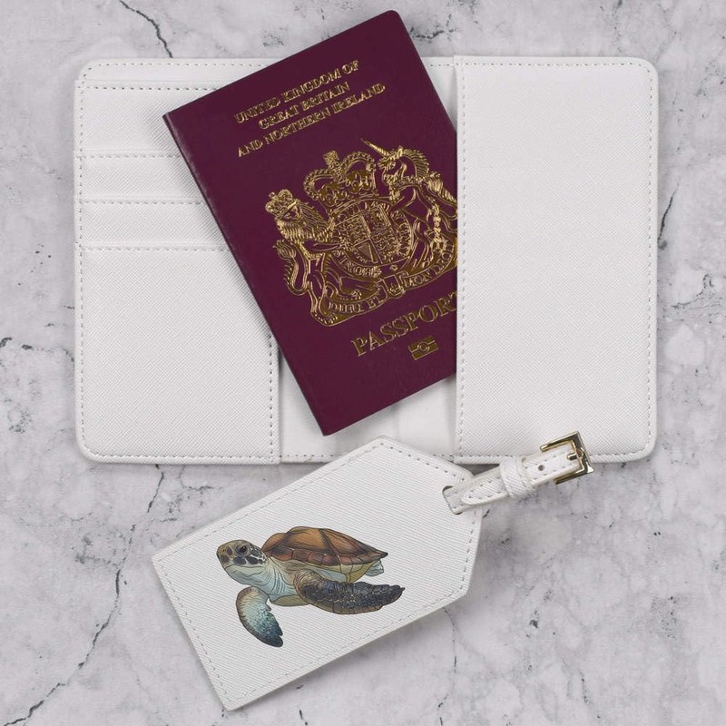 Azeeda 'Sea Turtle' Passport Cover & Luggage Tag Travel Set