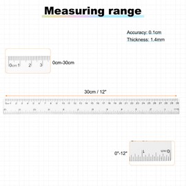 sourcing map 30pcs Clear Plastic Ruler 30cm (12 Inch) Metric Inch Straight End Ruler for Classroom Home Office