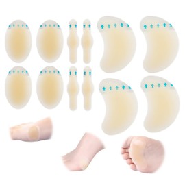 MHSKNHW 12 Piece Foot Protective Pad Anti-Shoe Tape for Heels, Toes, Soles, Hydrocolloid Material, Waterproof, Cushioning, Shock Absorption, Disposable Type, Prevents Shoe Slipping, Pads, Instep, Heel