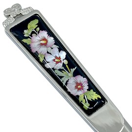 Decorative Envelope Paper Letter Opener with Mother of Pearl Antique Design Silver Steel Office Knife Hand Cutter Blade (Blossom)
