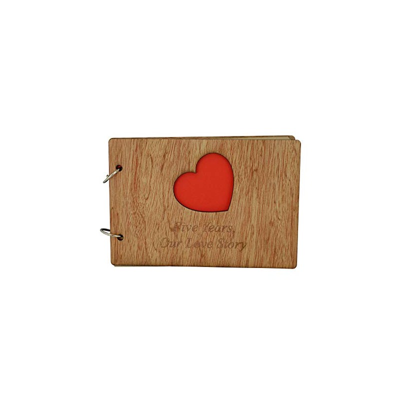 Wood 5th Year Anniversary Scrapbook Engraved With 'Five Years Our