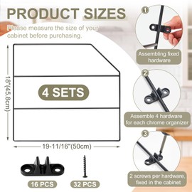 Blulu 4 Pcs Baking Sheet Organizer Tray Dividers for Cabinets Kitchen Cabinet Dividers Vertical for Baking Sheets Chrome Divider Pan Rack Storage Wires for Kitchen Cupboards (Black, 18" x 20")