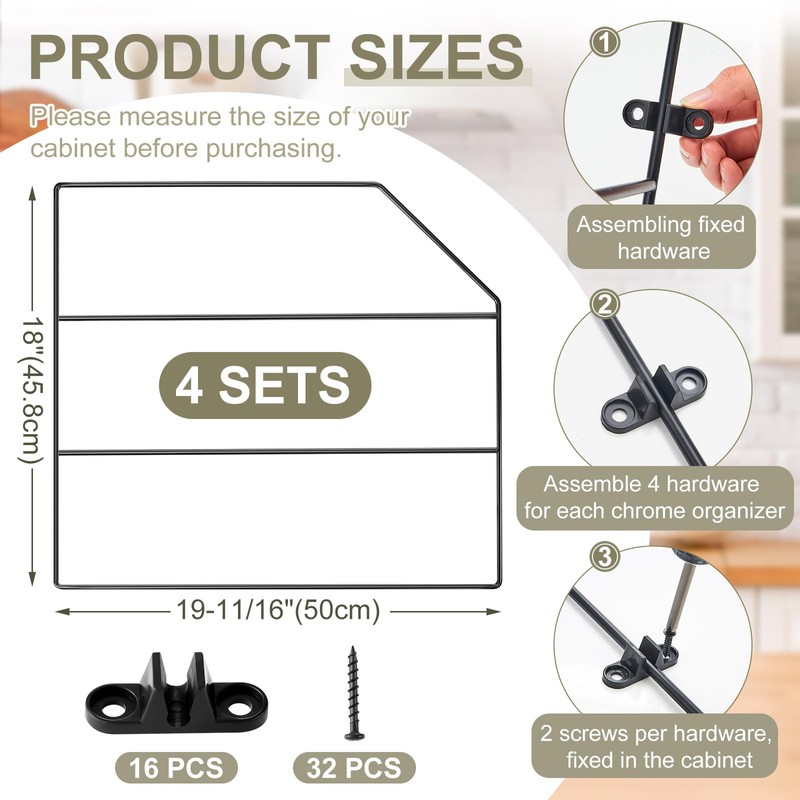 Blulu 4 Pcs Baking Sheet Organizer Tray Dividers for Cabinets