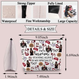 BDPWSS Vampire Inspired Gift I'm A Survivor Staying Alive is My Specialty Katherine Fan Makeup Bag Vampire Fan Zipper Pouch (I'm A Survivor CA)