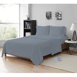 MistyMorning Flat Sheet, Soft & Premium quality Bedding & Linen, Egyptian Cotton with 200 Thread Count. (Grey, King)