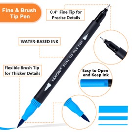 72 Colors Dual Tip Art Markers Pens for Adult Coloring Books, Brush and Fine Tip Coloring Marker for Drawing Journaling Note Taking Lettering
