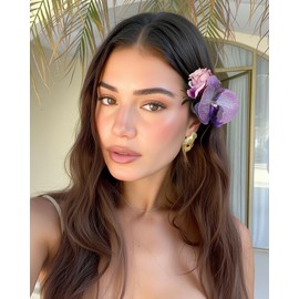 HAIMEIKANG Hawaiian Flower Hair Clips for Women - 3PCS Beach Tropical Hair Clips for Girls,Artificial Flower Clips for Beach,Hawaiian Hair Accessories for Vacation Party