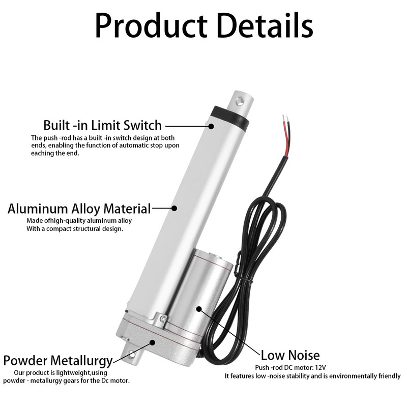 12V Heavy Duty Linear Actuator 6 Inch 330lb/1500N, IP54 Waterproof