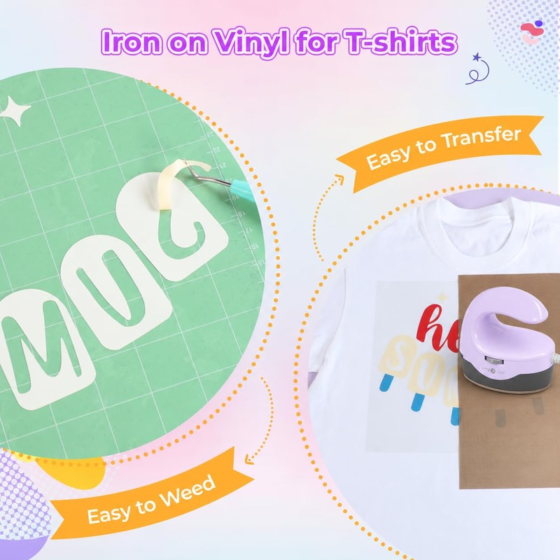 HTVRONT Heat Transfer Vinyl - 25 Packs HTV Vinyl for