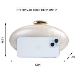 DEBIMY Shell Acrylic Evening Clutch Purse for Women Egg Shape Acrylic Handbags Oval Wedding Party Shoulder Crossbody Bag