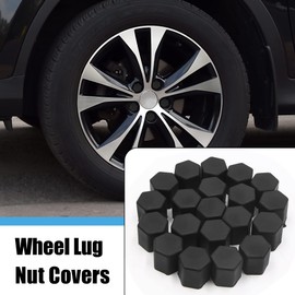 sourcing map 20pcs 15mm Rubber Car Wheel Tire Tyre Nut Screw Lug Cover Caps Black