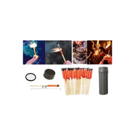 Emergency Fire Starter | Windproof & Waterproof Storm Matches with Waterproof Case & Wax Rope | Survival Gear for Camping, Hiking, Bushcraft, Bug Out Bag (4 x Container Matches)