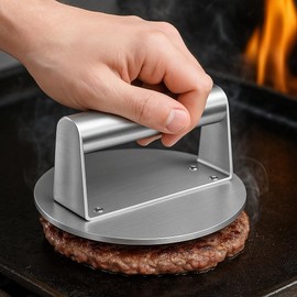 GC GLOBALCOMMERCE Pressa per Hamburger in Acciaio Inox | Stampatore Antiaderente e Facile da Pulire, Ideale per Carne, Verdure e Veg Burger