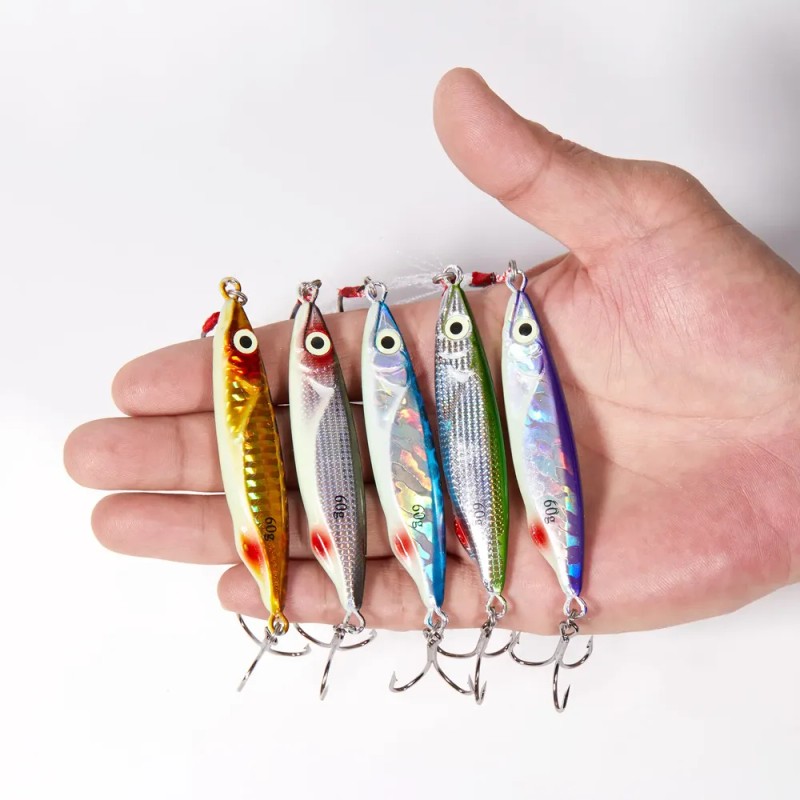 5pcs 60g Señuelos Luminosos Para Pescar Lance Largo Mar Rio
