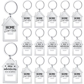 Jingmore 30 Pcs Bulk Estate Agent Gifts for Guests Sweet Home Bottle Opener Beer Beverage Can Opener Keychain Stainless Steel Bottle Opener Keychain Estate Agent Supplies for Housewarming Agent