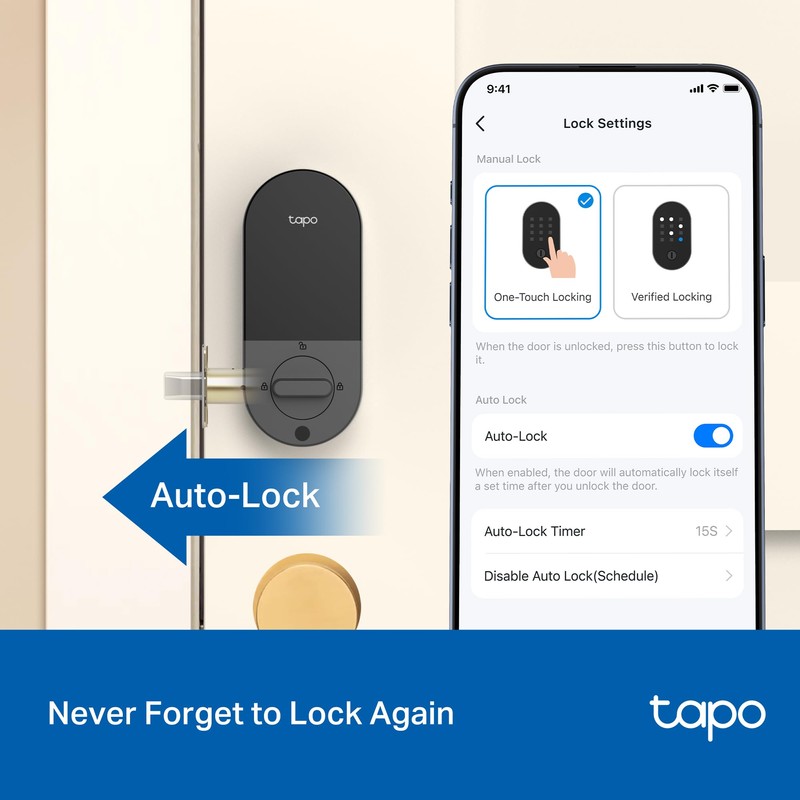 Tapo Smart Wi-Fi Deadbolt Door Lock – Keyless Tactile Buttons,