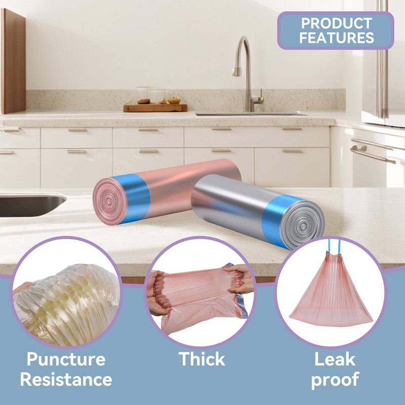 LJIACLEA Small Drawstring Trash Bags 2.6 Gallon Bathroom Garbage Bag