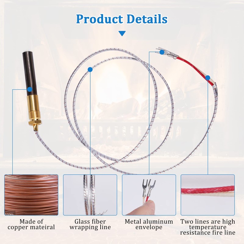 ChangTa Gas Fryer Thermopile Thermocouple 2-Wire Replacement for Imperial Elite