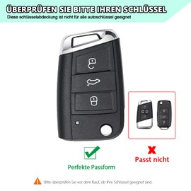 QBUC Car Key Case for VW, Three Buttons Car Key Box, Car Scratch Resistant Key Case, Key Cover for VW Polo, Skoda, Tiguan, MK, silver