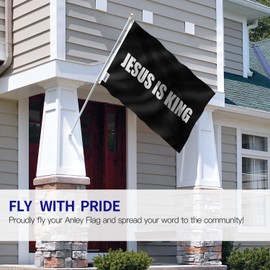 Anley Fly Breeze 3x5 Foot Jesus is King Flag - Vivid Color and Fade Proof - Canvas Header and Double Stitched - White Christian Flags Polyester with Brass Grommets 3 X 5 Ft (Black)