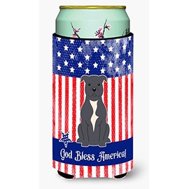 Caroline's Treasures BB3041TBC Patriotic USA Staffordshire Bull Terrier Blue Tall Boy Hugger Can Cooler Sleeve Hugger Machine Washable Drink Sleeve Hugger Collapsible Insulator Beverage Insulated Hold