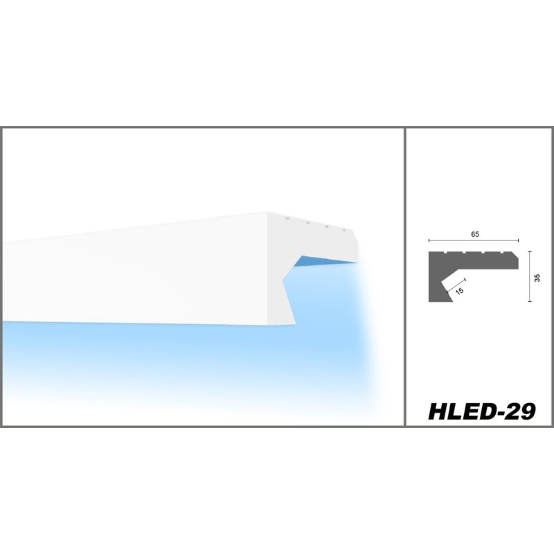 HEXIMO LED Shadow Joint Profile Stucco Strips, Indirect Lighting XPS