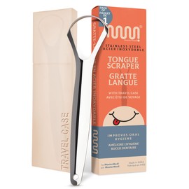 MasterMedi MasterMedi Tongue Scraper for Adults, 100% Stainless Steel Tongue Scrubber for Bad Breath, Easy to Use, Tongue Cleaner for Oral Care & Hygiene (SPTC-1|with Case)