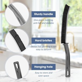 Crevice Cleaning Brushes, Hard-Bristled Gap Cleaning Brushes, Window Groove Cleaning Brushes, Small Cleaning Brushes for Showers, Bathtubs, Kitchens (2pcs-Black)