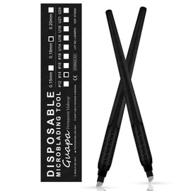Professional Black Disposable Microblading Pens Hand Tools with Blades for Eyebrow Makeup Permanent Makeup Microblading Supplies (0.18-14F-Black 10PCS)