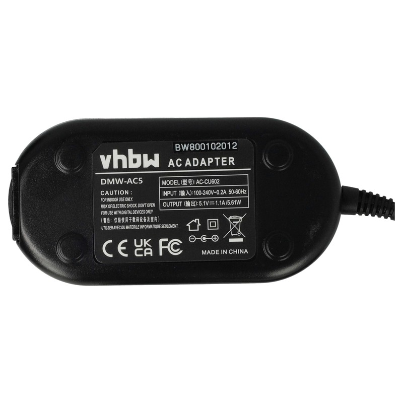 vhbw Power Supply Replacement for Panasonic DMW-AC5 for Camera, Digital