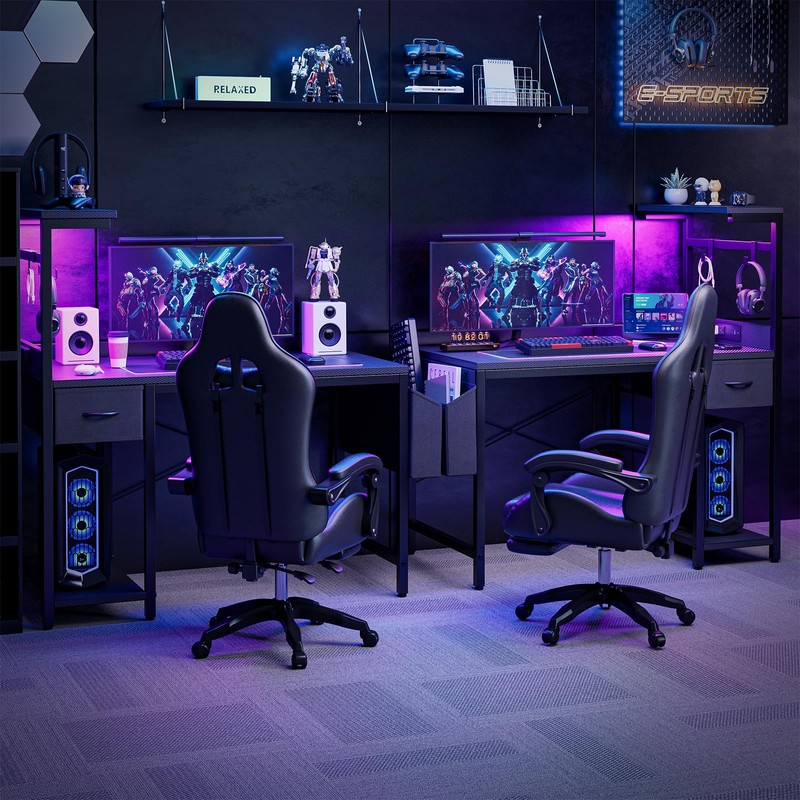 Grandder Gaming Desk 47 Inch with Power Outlet and LED
