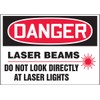 Accuform MRAD111XV Adhesive Dura-Vinyl Sign, Legend "Danger Laser Beams DO