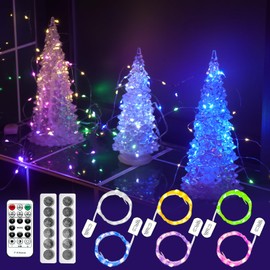 HXWEIYE 6 Pack Multicolor Fairy Lights Battery Operated with Remote & Timer, 7ft 20LED Mini String Lights Mason Jar Lights, Waterproof Firefly Starry Lights for DIY Wedding Party Bedroom Patio