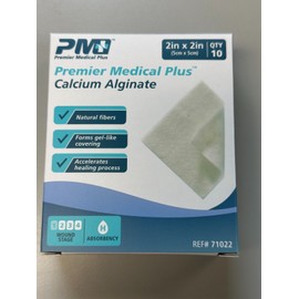 Premier Medical Plus Calcium Alginate Wound Care Dressing 2x2 Box of 10