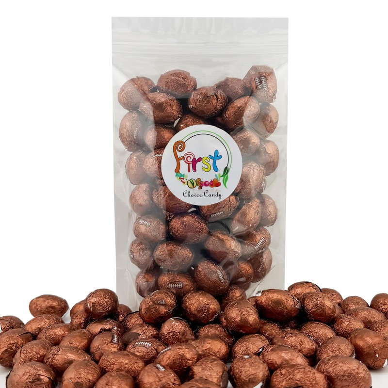 FirstChoiceCandy Milk Chocolate Foil Wrapped Balls (Footballs, 2 Pound (Pack