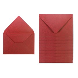 HUT-014 Vintage Style Envelopes, Stylish, Plain, Diamond Pasted, 10 Pieces, Red, 6.5 x 4.3 inches (165 x 110 mm), Close to 2 Western Envelopes, Antique, Retro, Thick, Side Insert, Letter, Cute Color, Sparkling Pumps