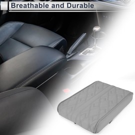 A ABSOPRO Universal Center Console Cover Car Armrest Cover Middle Console Cover Lid for Most Vehicle SUV Car Sedan 12.2"x7.87"x1.97" Gray Nappa Leather, Memory Foam Diamond Pattern