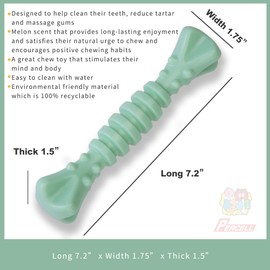 PERCELL 7-1/2" Dog Chew Toys - Thermoplastic Rubber Dog Chew Spiral Bone with Hami Melon Flavor, for Medium Large Dogs (Hami Melon)