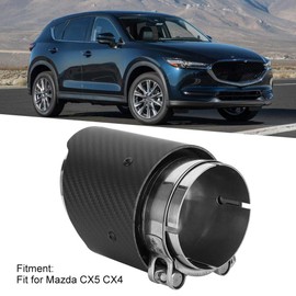 Garganta de la de escape, entrada de 80 mm Salida de 101 mm Garganta de la de fibra de carbono Punta de tubo de escape mate de lado recto Apto para CX5 CX4(Plata)