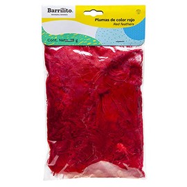 Barrilito Paquete de plumas naturales color rojo, contenido 18 gramos. F142R