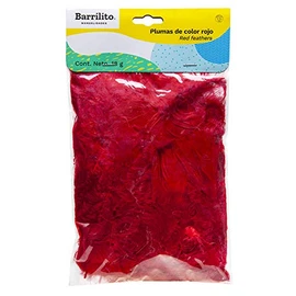 Barrilito Paquete de plumas naturales color rojo, contenido 18 gramos. F142R