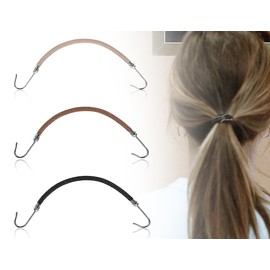 KAPSING Pack of 3 Elastic Hair Bobbles with Hooks, Elastic Hook Hair Scrunchie Bungee, Adjustable Ponytail Holder, Suitable for Most Hairstyles