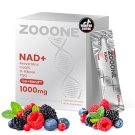 Zooone - Suplemento de NAD+ (30 unidades), nicotinamida ribósido y resveratrol premium, reparación del ADN y envejecimiento saludable, suplemento avanzado de NAD para hombres y mujeres, potencia la energía celular