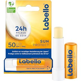Labello Sun Protect LSF 50, wasserfeste Lippenpflege mit hohem Sonnenschutz, mineral√∂lfreie Lippenpflege mit Sheabutter, Vitaminen & nat√ºrlichen √ñlen (4,8 g)