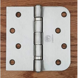 Penrod Door Hinges, Satin Nickel Ball Bearing Security Hinges, 4 inch with 5/8 inch Radius Square, Non-Removable Riveted Pin, 3 Pack