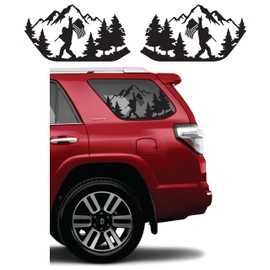Fit for Toyota 4Runner (2010-2023) | Precut Sasquatch Bigfoot Mountain Forest Scene Window Decals | Proudly Made in The USA | Matte Black (Bigfoot Mountain)