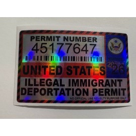Egl Illegal Immigrant Deportation permit Sticker Gun Permit Funny Decal Jdm 2A Trump