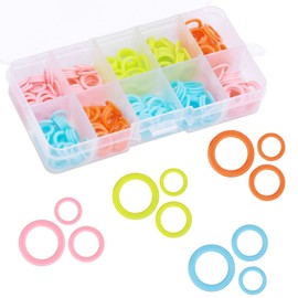 Benlay 220 Pieces Knitting Marker Rings, Colourful Stitch Marker Rings (S/M/L) with Portable Storage Box for DIY Sewing, Knitting, Crochet, Crafts