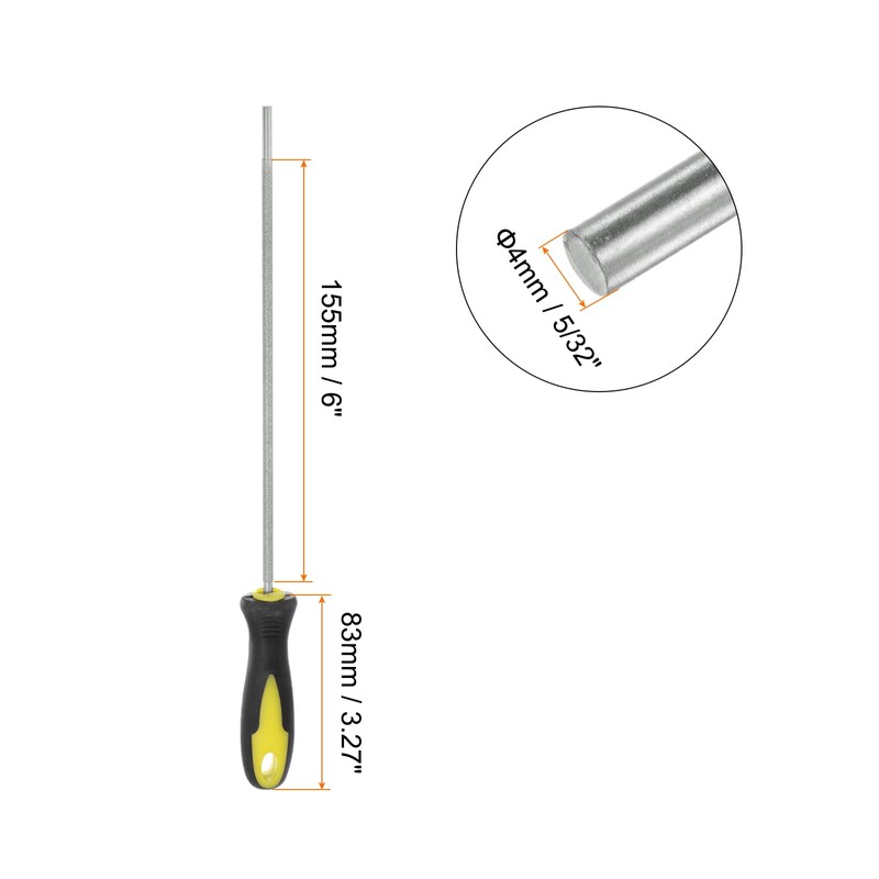 sourcing map Diamond Chainsaw File 5/32"(4mm) 80 Grits High Hardness