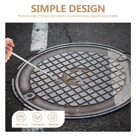 Healvian Manhole Cover Hook Stainless Steel Manhole Hook Heavy Duty Lifting Hooks T Shaped Drain Grate Lifter Sewer Lid Hook Manhole Remover Tool Roller Shutter Door Hook